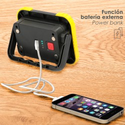 Linterna de Trabajo Led  Multifunción Recargable 2.000 mAh. / 10 W. / 500 Lúmenes / 4 Imanes / Bateria Externa / Soporte 180