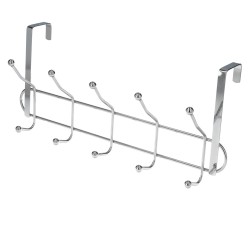 Perchero Cromado Colgante Para Puerta 5/10 Ganchos. Terminacion Metalica.