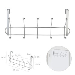Perchero Cromado Colgante Para Puerta 5/10 Ganchos. Terminacion Metalica.