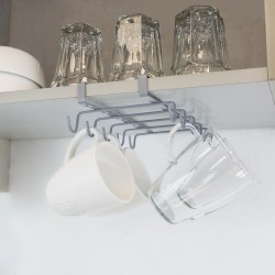 Colgador Tazas, Soporte Cocina Bajo Mueble, Acero Cuelgatazas para 10 tazas