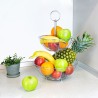 Frutero 2 Niveles, Acero Cromado, Doble Canasta De Rejilla, Ø 30x46 (Alt) cm.