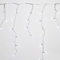 Guirnalda Luces Navidad Cortina 5x1 Metros 182 Leds Blanco Frio. Luz Navidad Interiores y Exteriores Ip44. Cable Transparente