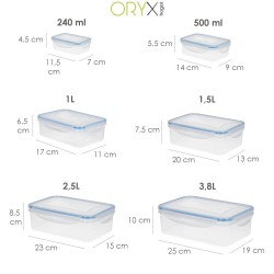 Juego Recipientes Cierres Hermeticos Plastico Rectangulares (6 Piezas)