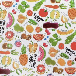 Mantel Hule Redondo Frutas Fantasia Impermeable Antimanchas PVC Ø 140 cm. Uso Interior y Exterior