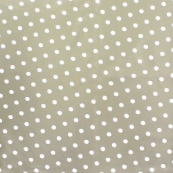 Mantel Hule Rectangular Topos Beige. Impermeable Antimanchas PVC 140 cm. x 20 metros. Rollo Recortable. Interior y Exterior