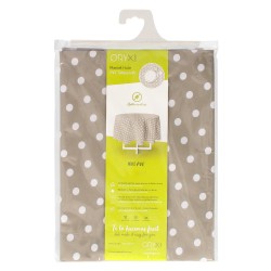 Mantel Hule Redondo Topos Beige Impermeable Antimanchas PVC Ø140 cm. Uso Interior y Exterior