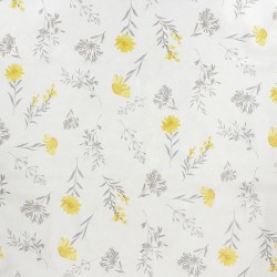 Mantel Hule Redondo Flores Amarillas Impermeable Antimanchas PVC Ø140 cm. Uso Interior y Exterior