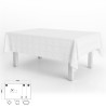 Mantel Hule Muleton Rectangular Blanco Impermeable Antimanchas PVC 140x250 cm.  Recortable Uso Interior y Exterior