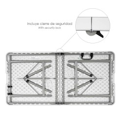 Mesa Plegable Rectangular HDPE 122x61x74 cm. Color Blanco