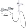 Columna Ducha Universal Multifuncional Completa Cuadrada, Acero inoxidable, Rociador Alcachofa Efecto Lluvia 22,5x22,5 cm.