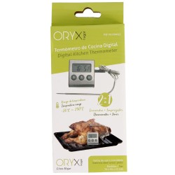 Termometro Digital Cocina Con Sonda Cableada, y Lector Temperatura Con Soporte, Lectura Instantanea, Termometro Horno / Barbacoa