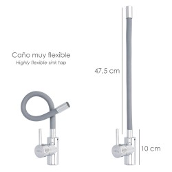 Grifo Monomando Fregadero Flexible Caño Alto, Grifo De Cocina Flexible Caño Alto.Cartucho ceramico Ø 35 mm.