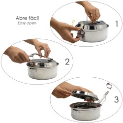 Fiambrera Metalica De Acero Inoxidable Con 2 Platos Ø 16 cm. Lunch Box, Fiambrera Metalica, Porta Alimentos Metalico,