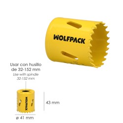 Corona Sierra Bimetal Ø 41 mm. Templado Termico, Base Reforzada. Corona Madera, Broca Agujeros Madera, Acero, Hierro, Plasticos