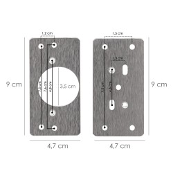 Placas de Reparacion Bisagras Cazoleta 4,7x9 cm. 2 piezas. Placa Repara Puertas, Placa Reparación Bisagras Mueble
