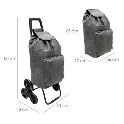 Carro De La Compra 6 Ruedas Sube Escaleras Gris Jaspeado 54 Litros Carrito De La Compra Poliester. Bolsa Térmica Refrigeración