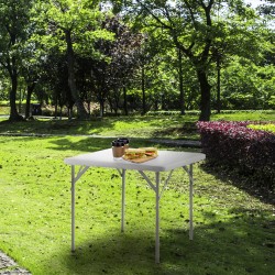 Mesa Plegable Cuadrada Multifuncional, Portatil, Resistente,Multiusos 86x86x74 cm. Color Blanco