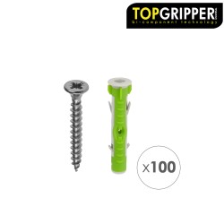 Cubo Tacos Topgripper Bimaterial Con Tornillos Ø 8 mm. 100 Piezas Taco Anclaje Universal, Taco Hormigon, Taco Pladur