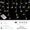 Guirnalda Luces Navidad Cortina x3 Metros 600 Leds Blanco Calido. Luz Navidad Interiores y Exteriores Ip44. Cable Transparente