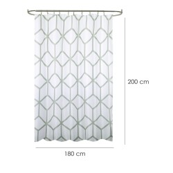 Cortina Ducha Tela Geometria 180 x 200 cm. Cortina baño, Cortina Tela Impermeable Con Anillas
