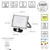 Foco Led Plano 30 Watt. Luz Blanca 4000 K  IP 65 2400 Lumenes Con Sensor de Presencia