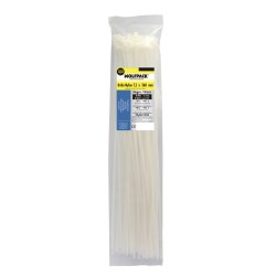 Brida Nylon 100%. Color Blanco / Natural 7,5 x 360 mm. 100 Piezas. Abrazadera Plastico, Organizador Cables, Alta Resistencia
