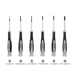 Juego Destornilladores de Precision Plus 6 Piezas, Puntas Imantadas, Acero al Cromo Vanadio, Cabezal Giratorio