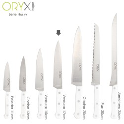 Cuchillo Husky Verduras 17 cm. Hoja Acero Inoxidable, Cuchillo Verduras, Cuchillo Cortar Verduras Mango Ergonomico Blanco