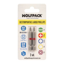 Puntas Largas Destornillador Phillips N 0 (2 Piezas). Acero S2 al Cromo Vanadio. Puntas Hexagonales, Destorpuntas,