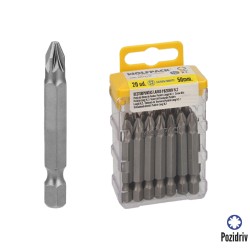 Puntas Largas Destornillador Pozidriv N 2 (20 Piezas). Acero S2 al Cromo Vanadio. Puntas Hexagonales, Destorpuntas,