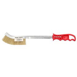 Cepillo Manual Acero Latonado Mango Rojo 34 cm.