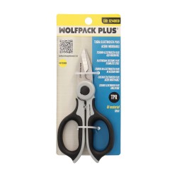 Tijeras Electricista 155 mm. Mango TPR Plus No tension. Con Funda Hojas Acero Inoxidable, Tijeras Cortar Cable, Pelacables