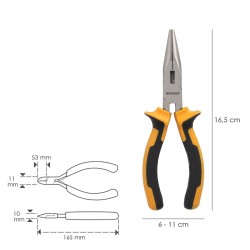 Alicates Boca Recta 150 mm. Acero DIN 5745 Alicates Punta Recta, Alicates Boca Recta Larga,