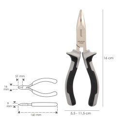 Alicates Boca Curva 150 mm. Acero Cromo Vanadio DIN-ISO 5745 Alicates Punta Curva, Alicates Boca Curva Larga,