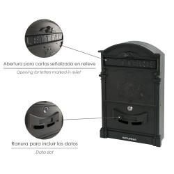 Buzon Jardín Aluminio Fundido Palace Gris Antracita 255 x 410 x 90 mm.