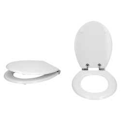 Tapa Wc Universal Blanca Caida Amortiguada, Asiento Inodoro, Cierre Lento, Bisagras Ajustables,