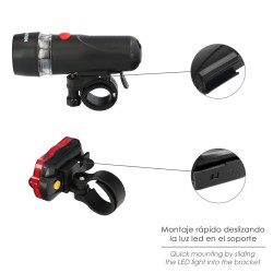Kit Luces Led Delantera y Trasera Para Bicicleta / Patinete. Funcionamiento a Pilas.
