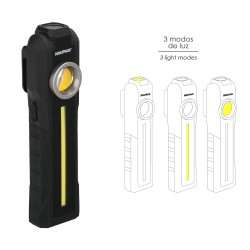 Linterna Led  Profesional Multifuncion Recargable USB 3 Luces 95 / 300 / 250 Lumenes. Con Iman, Gancho y Clip Cinturon