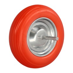 Rueda Carretilla Obra / Jardin Maciza Llanta Acero "Plus" Naranja Impinchable, Para Eje Ø 19 mm Rueda Ø 35 cm