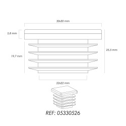 Contera Interior Plastico Cuadrada 30x30 mm. Color Negro. Bolsa 200 Unidades. Contera Mesa, Silla, Muebles, Estanteria