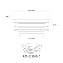 Contera Interior Plastico Cuadrada 80x80 mm. Color Negro. Bolsa 25 Unidades. Contera Mesa, Silla, Muebles, Estanteria