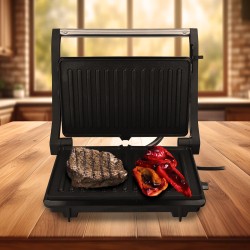 Sandwichera Grill Doble 1000w Parilla Eléctrica, Panini Press Grill, 1000w, Placa Antiadherente, Apertura 180