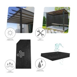 Malla Sombreo Negro 2,0 Metros Rollo 50 Metros, Reduce Radiación, Protección Jardín y Terraza, Regula Temperatura, Color Negro