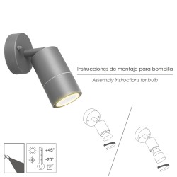 Lampara Aplique Exterior GU10 IP44 Color Antracita Aplique Techo, Luz Jardín, Lámpara Jardín, Luz Exterior, Aplique Jardín