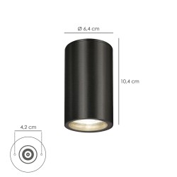Lampara Techo Foco Gu10 Ip65 Negro Aplique Techo, Luz Jardín, Lámpara Jardín, Luz Exterior, Aplique Jardín