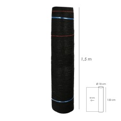 Malla Sombreo Negro 1,5 Metros Rollo 50 Metros, Reduce Radiación, Protección Jardín y Terraza, Regula Temperatura, Color Negro