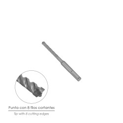 Broca Sds Plus 8 Filos Cortantes Especial Para Hormigon Armado Ø 7 x 100 mm. Broca Paredes, Broca Cimientos, Broca Muros