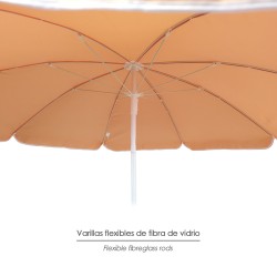 Sombrilla Playa Acero / Poliester Ø 160 cm. Naranja . Varillas Fibra De Vidrio.
