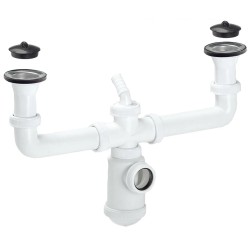 Sifon Doble Con Valvula Extensible 1-1/2" Con Sumideros De Ø 70 mm. Sifon Fregadero Cocina, Sifon Evacuación