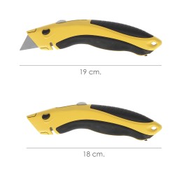 Cutter Con Hoja Retractil De 20 mm. Cambio Hoja Rápido Carcasa De Aluminio Agarre Engomado. Uso Profesional